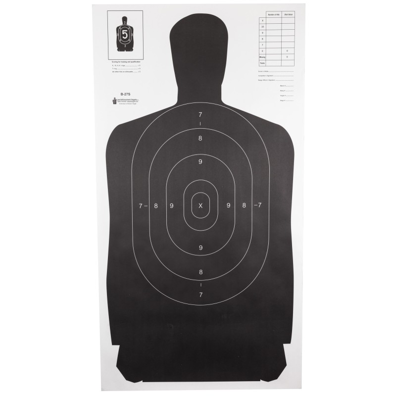 Action Target B-27S Standard Target, Full Size Black Silhouette, 24