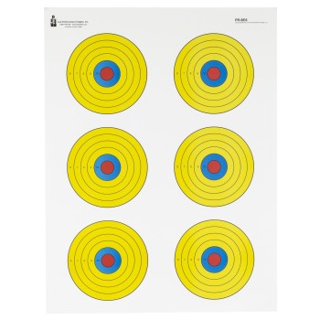 Action Target PR-BE6, High Visibility Fluorescent 6 Bull's-EyeTarget, Black/Red/Yellow, 17.5