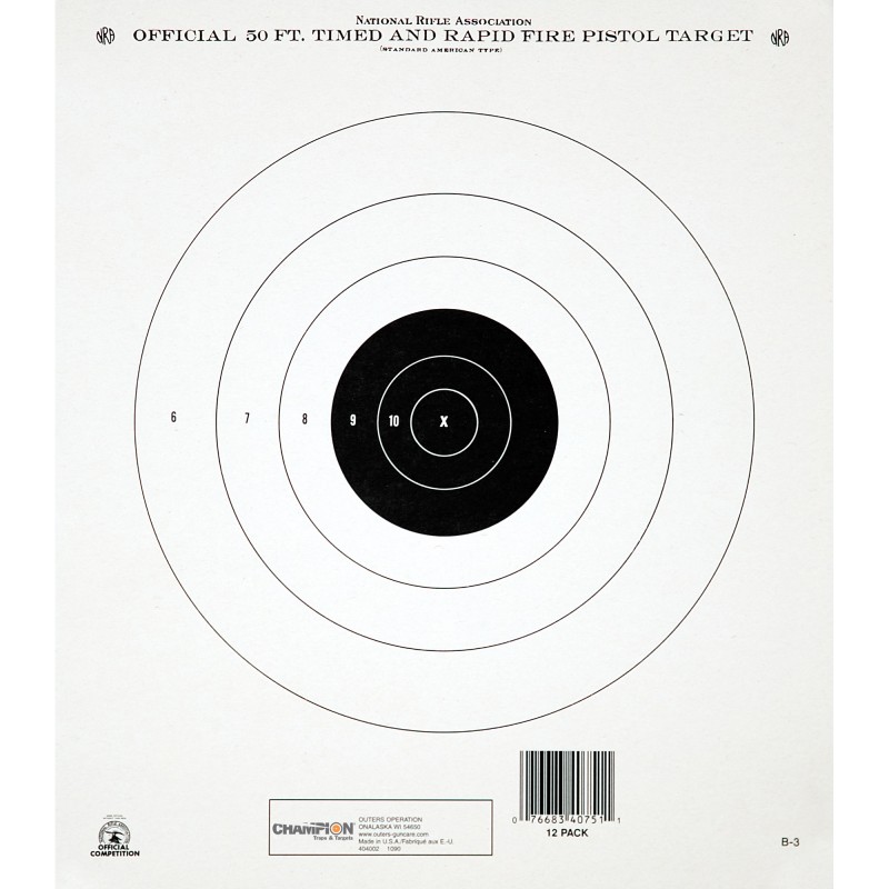 Champion Traps & Targets GB3 NRA Target, 50 Feet Pistol Timed & Rapid Fire, 12 Pack 40751