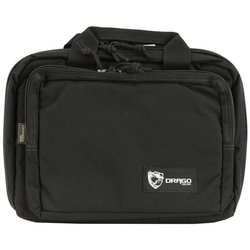 Drago Gear Double Pistol Case, 5 Internal Magazine Holders, Black 12-315BL