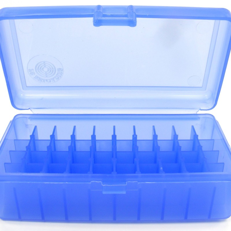 FS Reloading Plastic Ammo Box Small Pistol 50 Round Translucent Blue