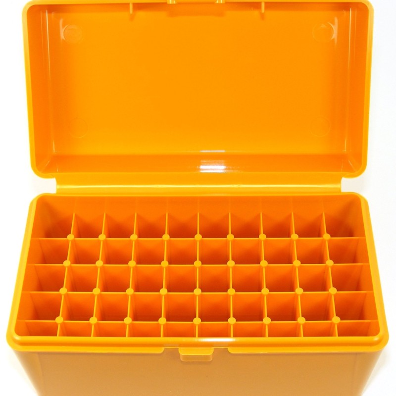 FS Reloading Plastic Ammo Box Medium Rifle 50 Round Solid Amber