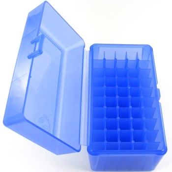 FS Reloading Plastic Ammo Box Small Rifle 50 Round Translucent Blue