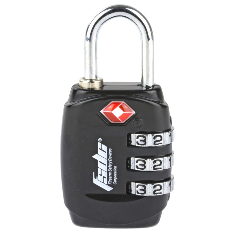 Firearm Safety Devices Corporation Lock, Black, TSA Lock w/Steel Shackle TSA747RCB