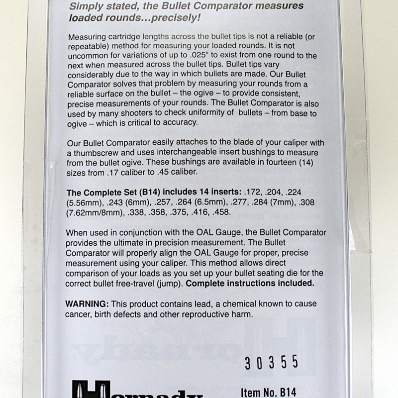 Hornady Lock-N-Load Bullet Comparator Complete Set