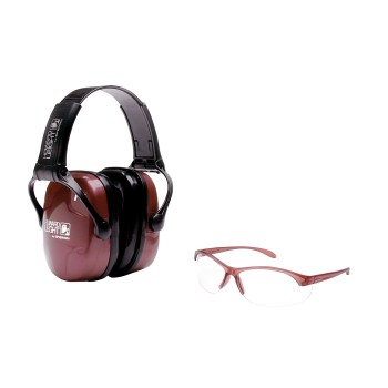 Howard Leight Shooting Combo Kit Earmuff, Dusty Rose, Ultra Light, NRR 25 Muffs, Anti-fog Clear Glasses R-01727