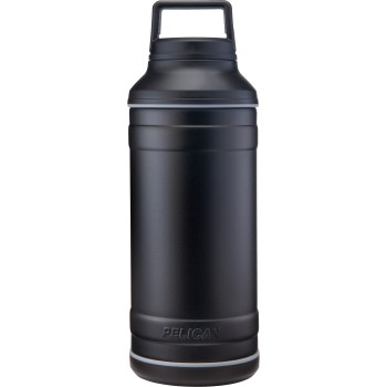 Pelican 18/8 Pro Grade Stainless Steel, 64oz., Food & Drink Storage, Black Finish, Leak-Proof Carry Handle Lid TRAV-BO64-BLK