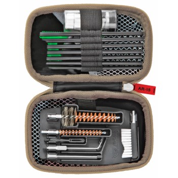 Real Avid Gun Boss, AR15 Cleaning Kit, Threaded Rods, T-Handle, Brushes, Cleaning Picks, 3-In-1 Bore Illuminator, Pin Punch, Safety Flag, Star Chamber Cleaning Pads, Cleaning Patches, Inlcudes Zippered Case With Ballistic Nylon Shell AVGCKAR15