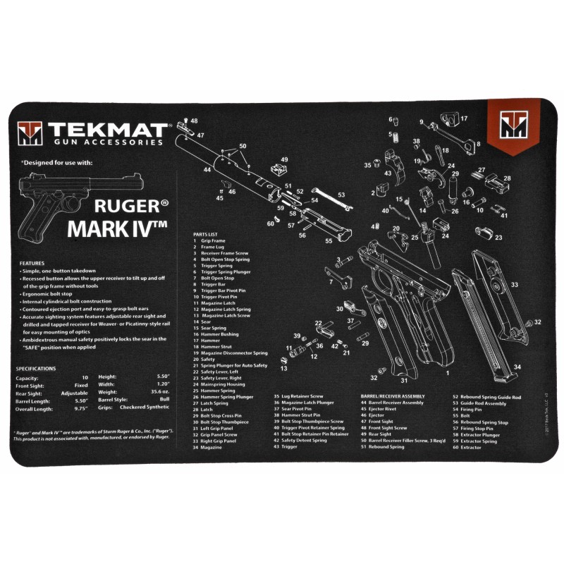 TekMat Ruger Mark IV Pistol Mat, 11